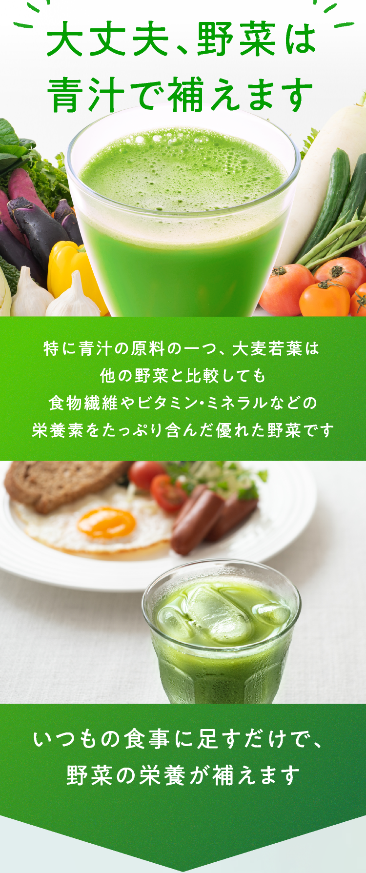 大丈夫、野菜は青汁で補えます