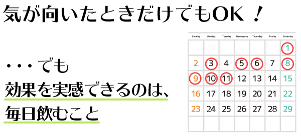 気が向いたときだけでもOK! でも効果を実感できるのは、毎日飲むこと